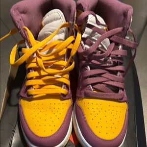 Purple and Yellow High-Top Sneakers
